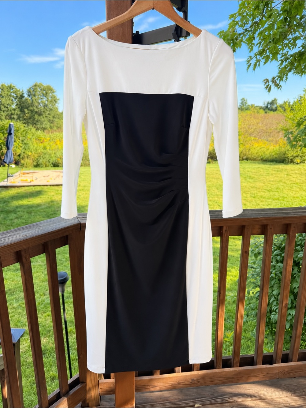New Ralph Lauren Black and White Midi Sheath Dress size 5